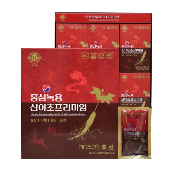 [아리항] 홍삼녹용산야초프리미엄 80ml X 30포 [쇼핑백 포함]
