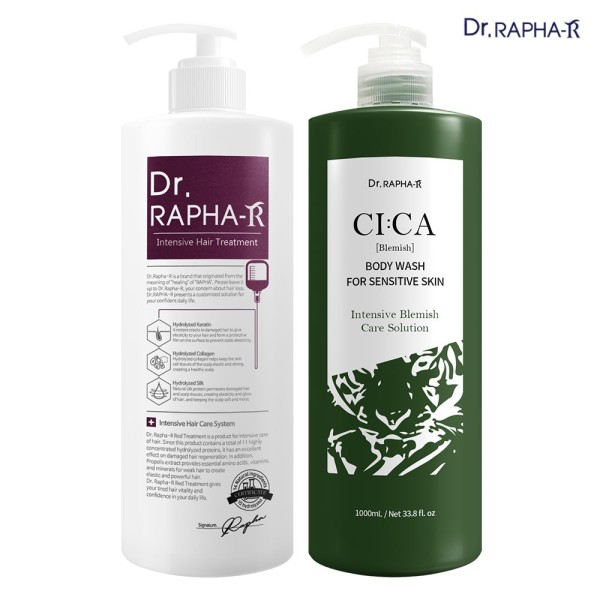[닥터라파알] 단백질 트리트먼트 1L + 시카 케어 바디 워시 1L 손상모 90.8% 개선 깔끔한 세정력
