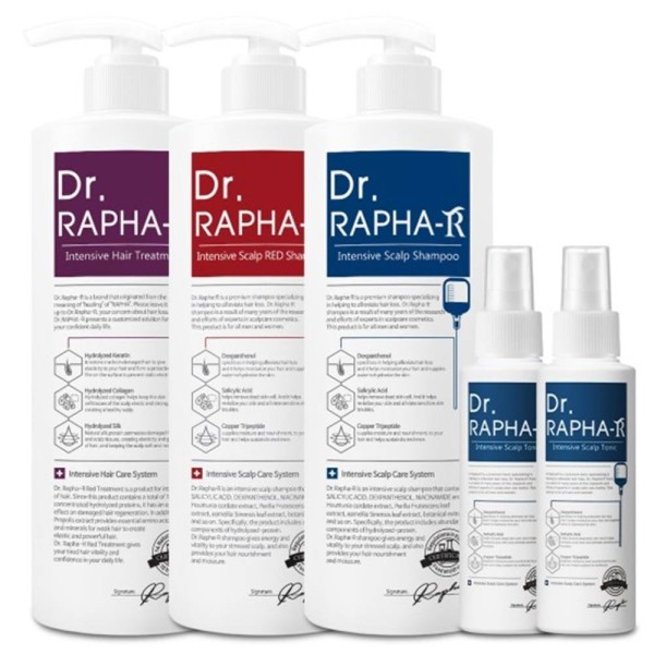 [닥터라파알] 탈모 샴푸 1 + 레드 탈모 샴푸 1 + 트리트먼트 1 + 스칼프토닉 2 세트 3,300ml
