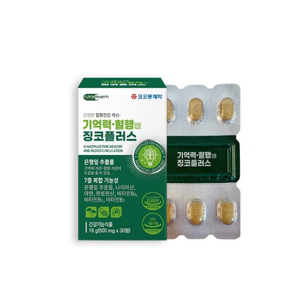 코오롱제약 기억력 혈행엔 징코플러스 30정